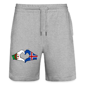 Algérie Islande Drapeau Mains Coeur Forme - Short de jogging bio TRAINER Stanley/Stella unisexe - gris chiné - Devant - Nik (191cm) & Marisol (170cm)