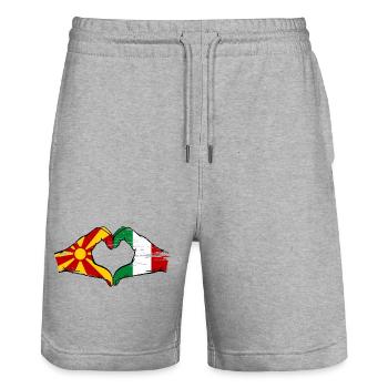 Montenegro Italien Flagge Hände Herzform used - Stanley/Stella Unisex Bio Joggingshorts Trainer  - Grau meliert - Vorne - Nik (191cm) & Marisol (170cm)