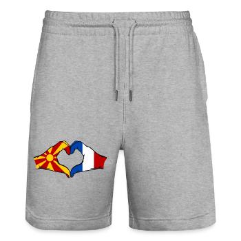 Montenegro Frankreich Flagge Hände Herzform - Stanley/Stella Unisex Bio Joggingshorts Trainer  - Grau meliert - Vorne - Nik (191cm) & Marisol (170cm)