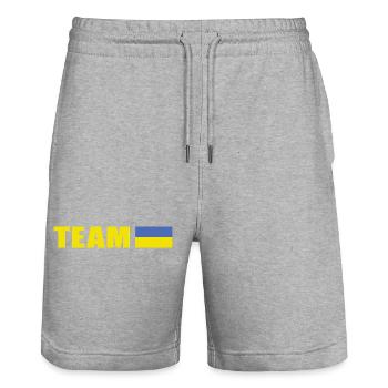 Soutenez l’équipe Ukraine - Short de jogging bio TRAINER Stanley/Stella unisexe - gris chiné - Devant - Nik (191cm) & Marisol (170cm)