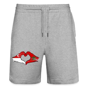Singapour Maroc Drapeau Mains Coeur Forme Utilisé - Short de jogging bio TRAINER Stanley/Stella unisexe - gris chiné - Devant - Nik (191cm) & Marisol (170cm)