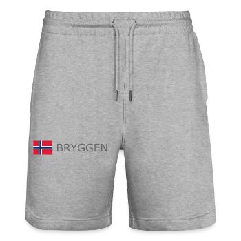 Norway Flag - Bryggen - Norge - Norwegen - Stanley/Stella Trainer Unisex Organic Jogging Shorts - heather grey - Front - Nik (191cm) & Marisol (170cm)