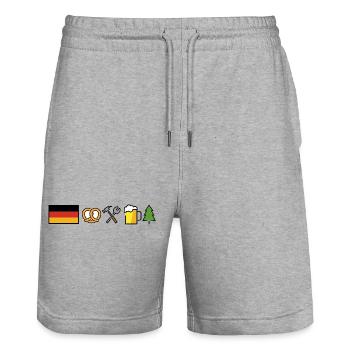 Germany Design - Stanley/Stella Trainer Unisex Organic Jogging Shorts - heather grey - Front - Nik (191cm) & Marisol (170cm)