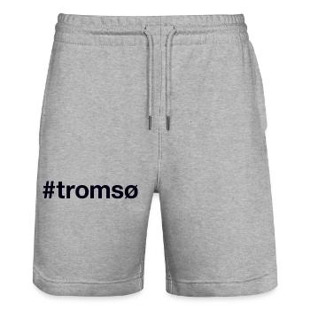 Tromsø Norge Norway - Stanley/Stella Trainer Unisex Organic Jogging Shorts - heather grey - Front - Nik (191cm) & Marisol (170cm)