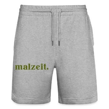 malzeit - Cooler Spruch - Mahlzeit - Guten Appetit - Stanley/Stella Unisex Bio Joggingshorts Trainer  - Grau meliert - Vorne - Nik (191cm) & Marisol (170cm)
