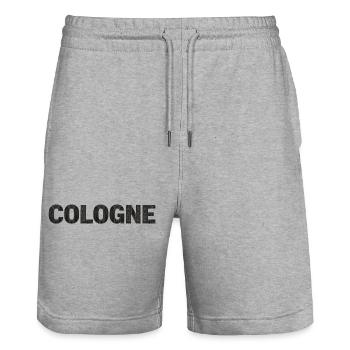 Cologne – Gotische Architektur im Schriftbild - Stanley/Stella Unisex Bio Joggingshorts Trainer  - Grau meliert - Vorne - Nik (191cm) & Marisol (170cm)
