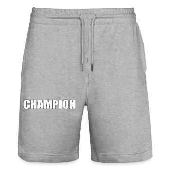 Champion - Stanley/Stella Trainer Unisex Organic Jogging Shorts - heather grey - Front - Nik (191cm) & Marisol (170cm)