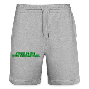 Think of the next generations - Stanley/Stella Unisex Bio Joggingshorts Trainer  - Grau meliert - Vorne - Nik (191cm) & Marisol (170cm)