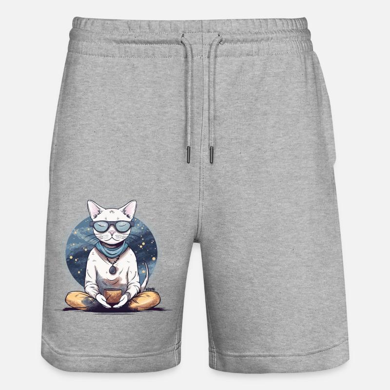 Chat méditant - Short de jogging bio TRAINER Stanley/Stella unisexe - gris chiné