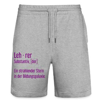 Lehrer Dozenten Schule Pädagoge Unterricht - Stanley/Stella Unisex Bio Joggingshorts Trainer  - Grau meliert - Vorne - Nik (191cm) & Marisol (170cm)