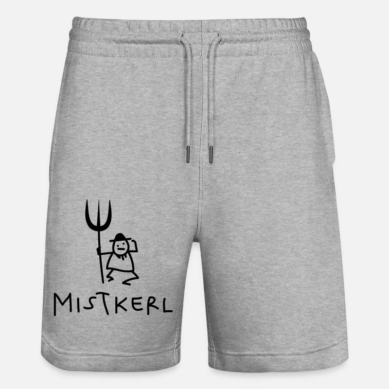 Kerl mit Mistgabel - Stanley/Stella Unisex Bio Joggingshorts Trainer - Grau meliert