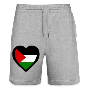 Free palestine - Short de jogging bio TRAINER Stanley/Stella unisexe - gris chiné - Devant - Nik (191cm) & Marisol (170cm)