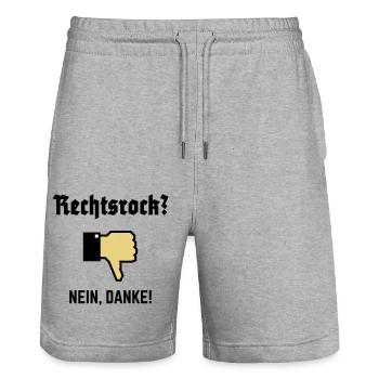 Rechtsrock? Nein, Danke! (Gegen Rechts / P / 3C) - Stanley/Stella Unisex Bio Joggingshorts Trainer  - Grau meliert - Vorne - Nik (191cm) & Marisol (170cm)