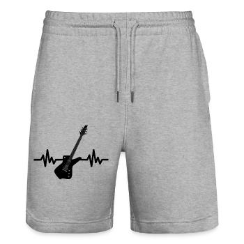 Herzschlag Gitarre - Rock n Roll Punk Band Metal - Stanley/Stella Unisex Bio Joggingshorts Trainer  - Grau meliert - Vorne - Nik (191cm) & Marisol (170cm)