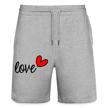 VALENTINSTAG. Junggesellinnenabschied. ICH LIEBE DICH. ICH LIEBE DICH. LIEBE - Stanley/Stella Unisex Bio Joggingshorts Trainer  - Grau meliert - Vorne - Nik (191cm) & Marisol (170cm)