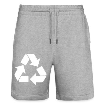 Recycling Logo Recycling Symbol Earth Day Jungen - Stanley/Stella Unisex Bio Joggingshorts Trainer  - Grau meliert - Vorne - Nik (191cm) & Marisol (170cm)