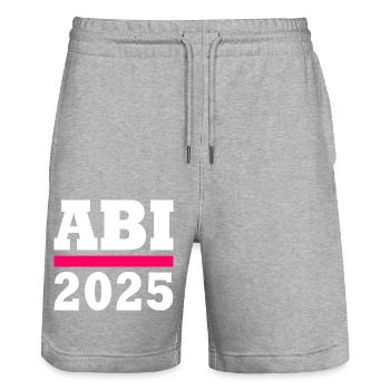 Abi 2025 - Stanley/Stella Unisex Bio Joggingshorts Trainer  - Grau meliert - Vorne - Nik (191cm) & Marisol (170cm)