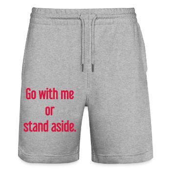 Walk with or aside - Stanley/Stella Trainer Unisex Organic Jogging Shorts - heather grey - Front - Nik (191cm) & Marisol (170cm)