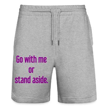 Walk with or aside - Stanley/Stella Trainer Unisex Organic Jogging Shorts - heather grey - Front - Nik (191cm) & Marisol (170cm)