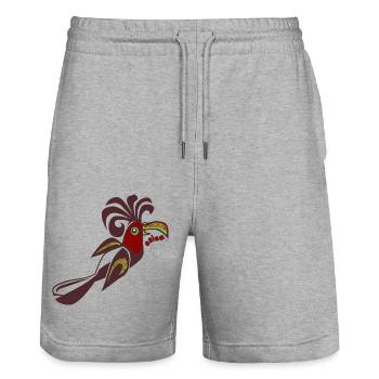oiseau de paradis salsa oiseau calypso danse rétro - Short de jogging bio TRAINER Stanley/Stella unisexe - gris chiné - Devant - Nik (191cm) & Marisol (170cm)