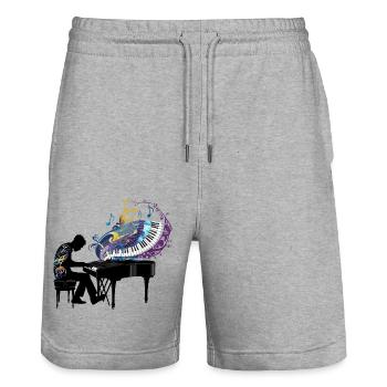 Piano Piano Playing Piano Player Art - Stanley/Stella Trainer Unisex Organic Jogging Shorts - heather grey - Front - Nik (191cm) & Marisol (170cm)