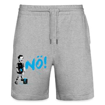 Boy Power NO Frecher Junge Protest Statement - Stanley/Stella Unisex Bio Joggingshorts Trainer  - Grau meliert - Vorne - Nik (191cm) & Marisol (170cm)