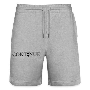 Continue Semikolon - Stanley/Stella Unisex Bio Joggingshorts Trainer  - Grau meliert - Vorne - Nik (191cm) & Marisol (170cm)