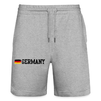 Deutsche Flagge Pinselstreifen - Stanley/Stella Unisex Bio Joggingshorts Trainer  - Grau meliert - Vorne - Nik (191cm) & Marisol (170cm)