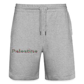Palestine Colourful - Stanley/Stella Trainer Unisex Organic Jogging Shorts - heather grey - Front - Nik (191cm) & Marisol (170cm)