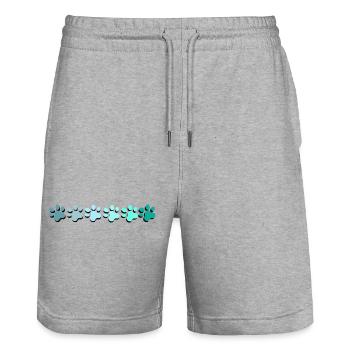 Abstract paw print design in sea colors - Stanley/Stella Trainer Unisex Organic Jogging Shorts - heather grey - Front - Nik (191cm) & Marisol (170cm)