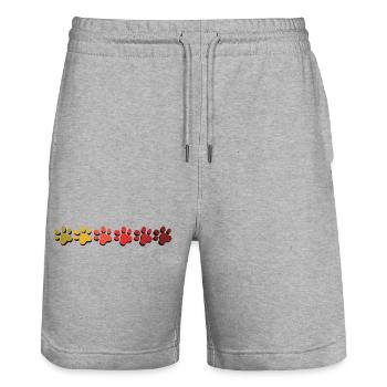 Hundepfoten Farbverlauf indischer Sommer - Stanley/Stella Unisex Bio Joggingshorts Trainer  - Grau meliert - Vorne - Nik (191cm) & Marisol (170cm)