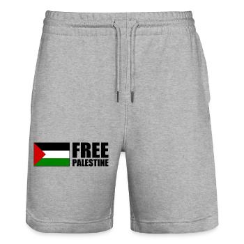 Free palestine - Stanley/Stella Unisex Bio Joggingshorts Trainer  - Grau meliert - Vorne - Nik (191cm) & Marisol (170cm)