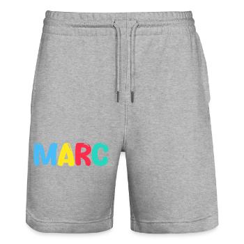 Name - Marc - Stanley/Stella Unisex Bio Joggingshorts Trainer  - Grau meliert - Vorne - Nik (191cm) & Marisol (170cm)