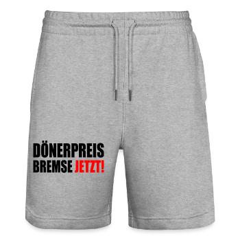 dönerpreisbremse jetzt - Stanley/Stella Unisex Bio Joggingshorts Trainer  - Grau meliert - Vorne - Nik (191cm) & Marisol (170cm)