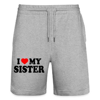 i love my sister - Short de jogging bio TRAINER Stanley/Stella unisexe - gris chiné - Devant - Nik (191cm) & Marisol (170cm)