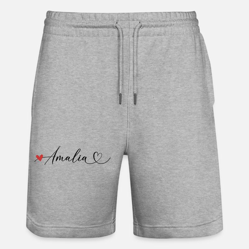 Amalia Nom Prénom Calligraphie coeur - Short de jogging bio TRAINER Stanley/Stella unisexe - gris chiné