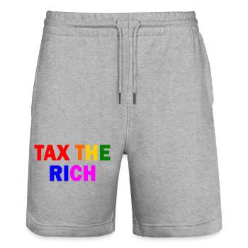 Tax the rich - Stanley/Stella Unisex Bio Joggingshorts Trainer  - Grau meliert - Vorne - Nik (191cm) & Marisol (170cm)