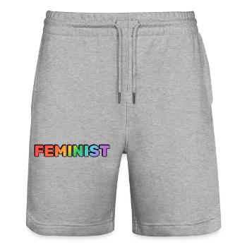FEMINISTISCHER Regenbogen - Stanley/Stella Unisex Bio Joggingshorts Trainer  - Grau meliert - Vorne - Nik (191cm) & Marisol (170cm)