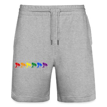 Grenouilles arc-en-ciel - Short de jogging bio TRAINER Stanley/Stella unisexe - gris chiné - Devant - Nik (191cm) & Marisol (170cm)