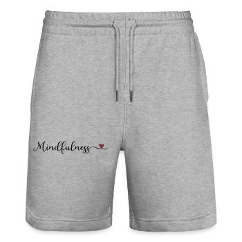 Logo mignon de la pleine conscience avec un cœur - Short de jogging bio TRAINER Stanley/Stella unisexe - gris chiné - Devant - Nik (191cm) & Marisol (170cm)