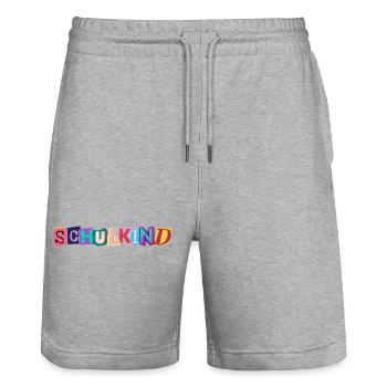 Kunterbuntes Schulkind Logo - Jetzt Schulkind - Stanley/Stella Unisex Bio Joggingshorts Trainer  - Grau meliert - Vorne - Nik (191cm) & Marisol (170cm)