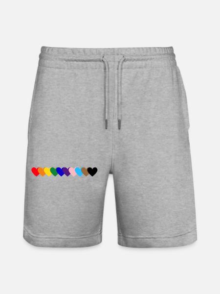 Regenbogen_Herzen_Pride - Stanley/Stella Unisex Bio Joggingshorts Trainer  - Grau meliert