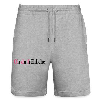 weihnachten - Stanley/Stella Unisex Bio Joggingshorts Trainer  - Grau meliert - Vorne - Nik (191cm) & Marisol (170cm)