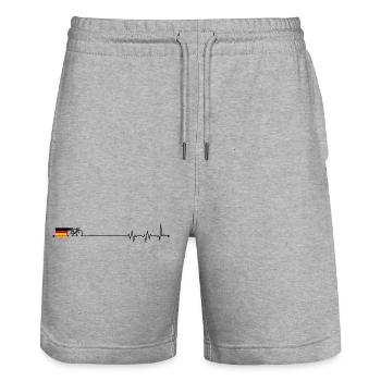 Deutschland Flagge Fahrrad - Stanley/Stella Unisex Bio Joggingshorts Trainer  - Grau meliert - Vorne - Nik (191cm) & Marisol (170cm)