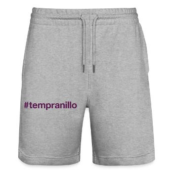 TEMPRANILLO Hashtag - Stanley/Stella Trainer Unisex Organic Jogging Shorts - heather grey - Front - Nik (191cm) & Marisol (170cm)