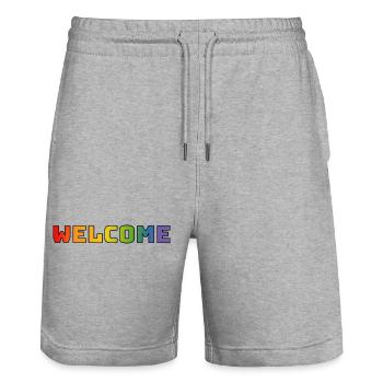 Regenbogen welcome CSD Shirt LGBT lgbtqi queer - Stanley/Stella Unisex Bio Joggingshorts Trainer  - Grau meliert - Vorne - Nik (191cm) & Marisol (170cm)
