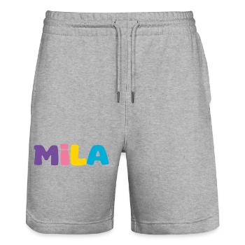 Name - Mila - Stanley/Stella Unisex Bio Joggingshorts Trainer  - Grau meliert - Vorne - Nik (191cm) & Marisol (170cm)