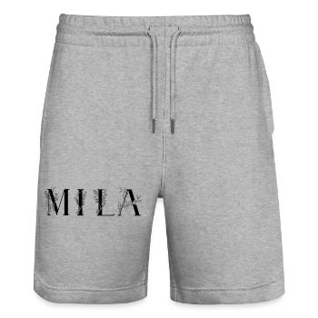 Name - Mila - Stanley/Stella Unisex Bio Joggingshorts Trainer  - Grau meliert - Vorne - Nik (191cm) & Marisol (170cm)
