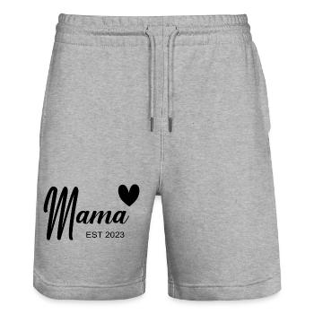 Promu au rang de Maman - Short de jogging bio TRAINER Stanley/Stella unisexe - gris chiné - Devant - Nik (191cm) & Marisol (170cm)