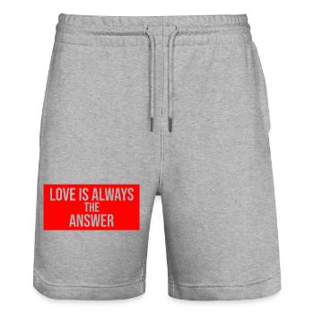 love is always the answer - Stanley/Stella Trainer Unisex Organic Jogging Shorts - heather grey - Front - Nik (191cm) & Marisol (170cm)